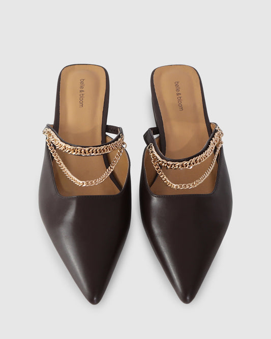 On The Go Leather Flat - Chocolate
