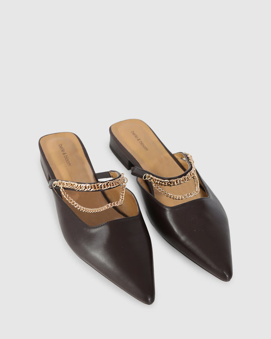 On The Go Leather Flat - Chocolate