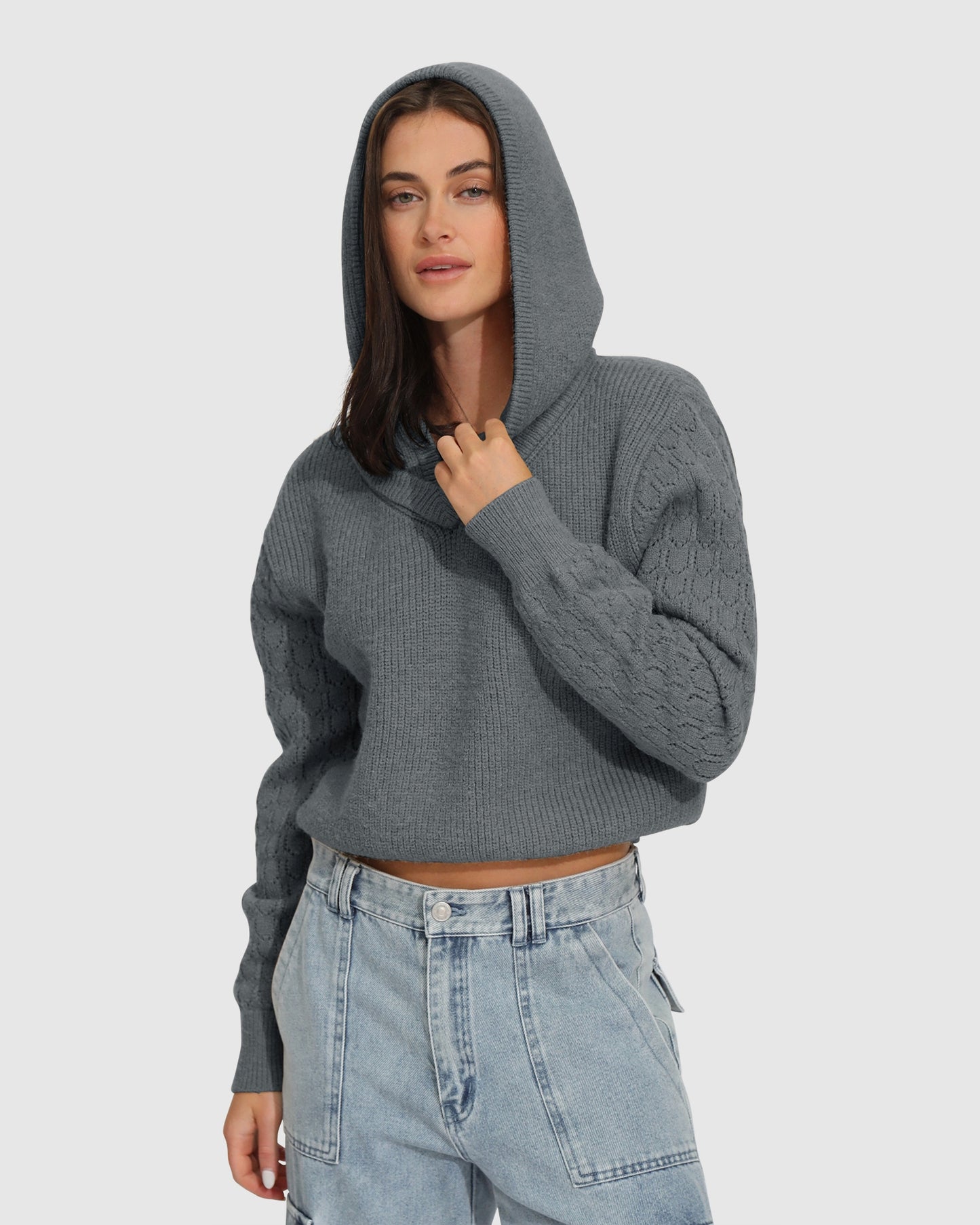 On the Run Knitted Hoodie - Grey
