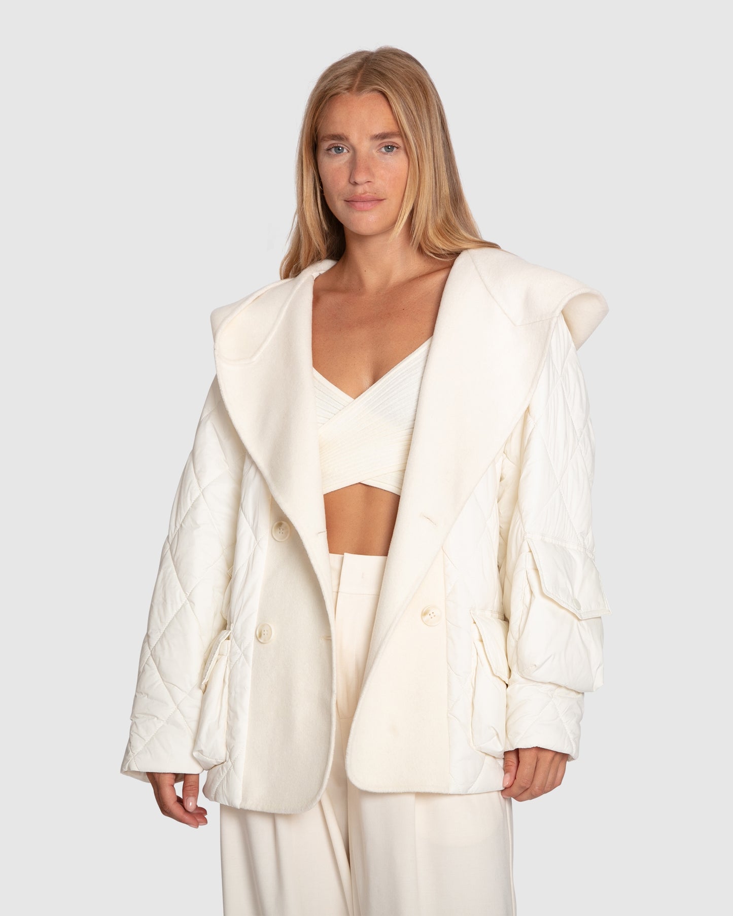 Only You Quilted Utility Jacket - White