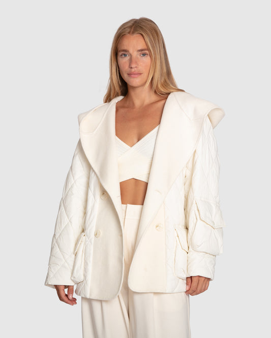 Only You Quilted Utility Jacket - White