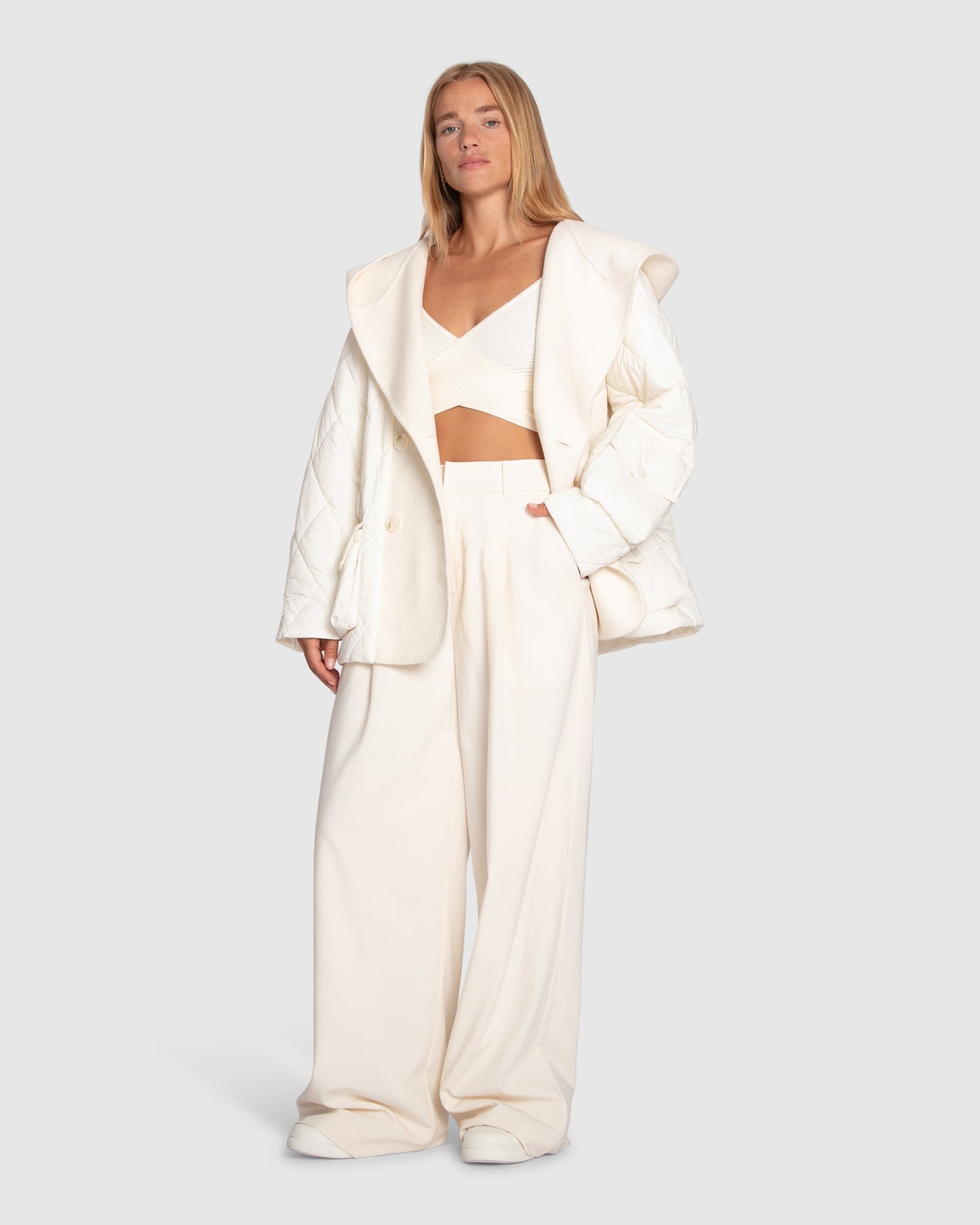 Only You Quilted Utility Jacket - White