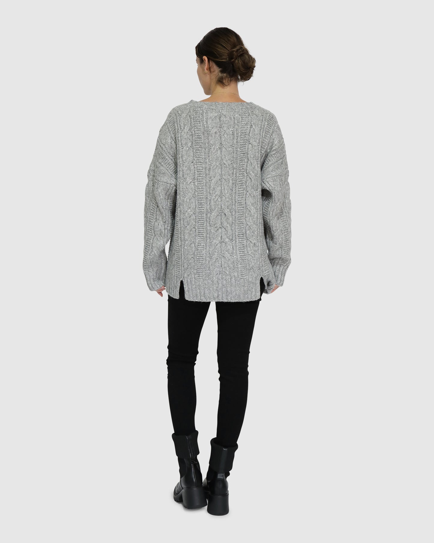 Perfect Me Oversized Crew Sweater - Grey