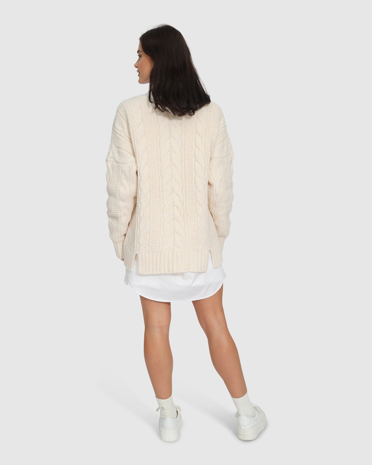 Perfect Me Oversized Crew Sweater - Beige