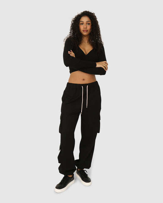 Perfect Match Cargo Trackpants - Black