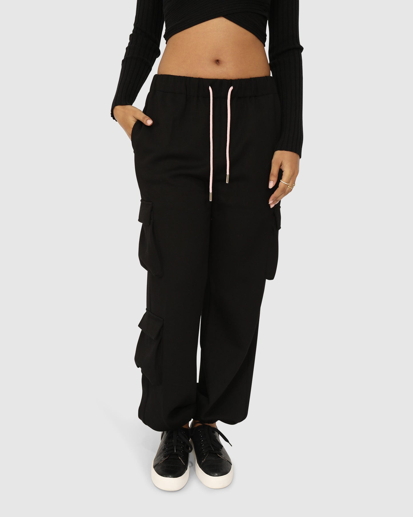 Perfect Match Cargo Trackpants - Black