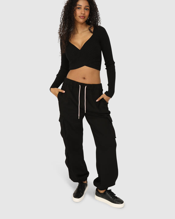 Perfect Match Cargo Trackpants - Black