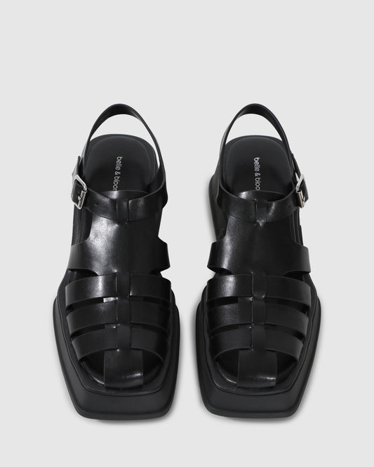 Promises Leather Platform Sandal - Black