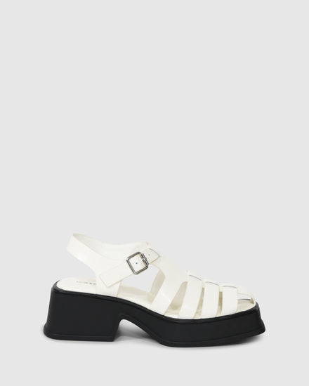 Promises Leather Platform Sandal - Egg Shell