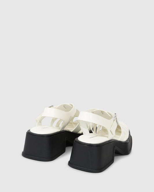 Promises Leather Platform Sandal - Egg Shell
