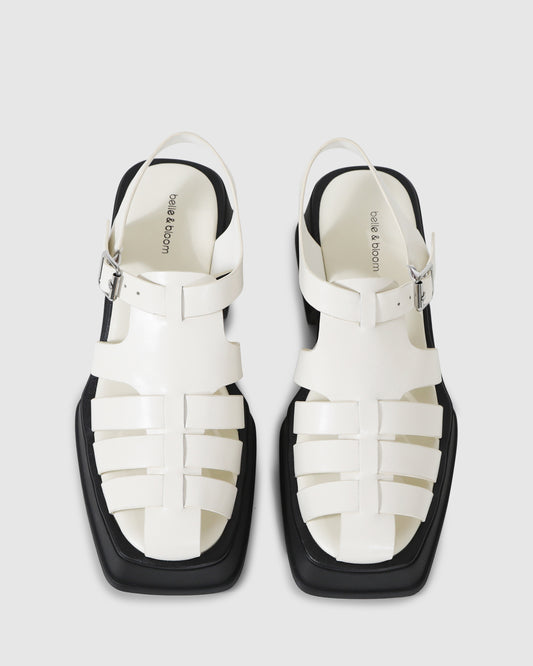 Promises Leather Platform Sandal - Egg Shell