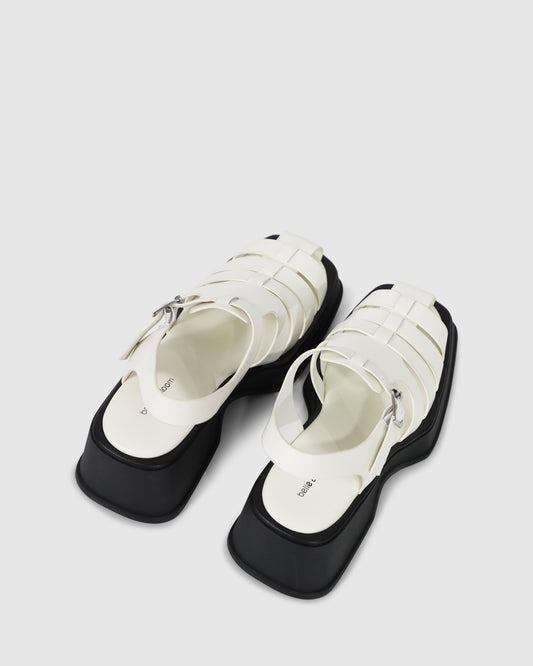 Promises Leather Platform Sandal - Egg Shell