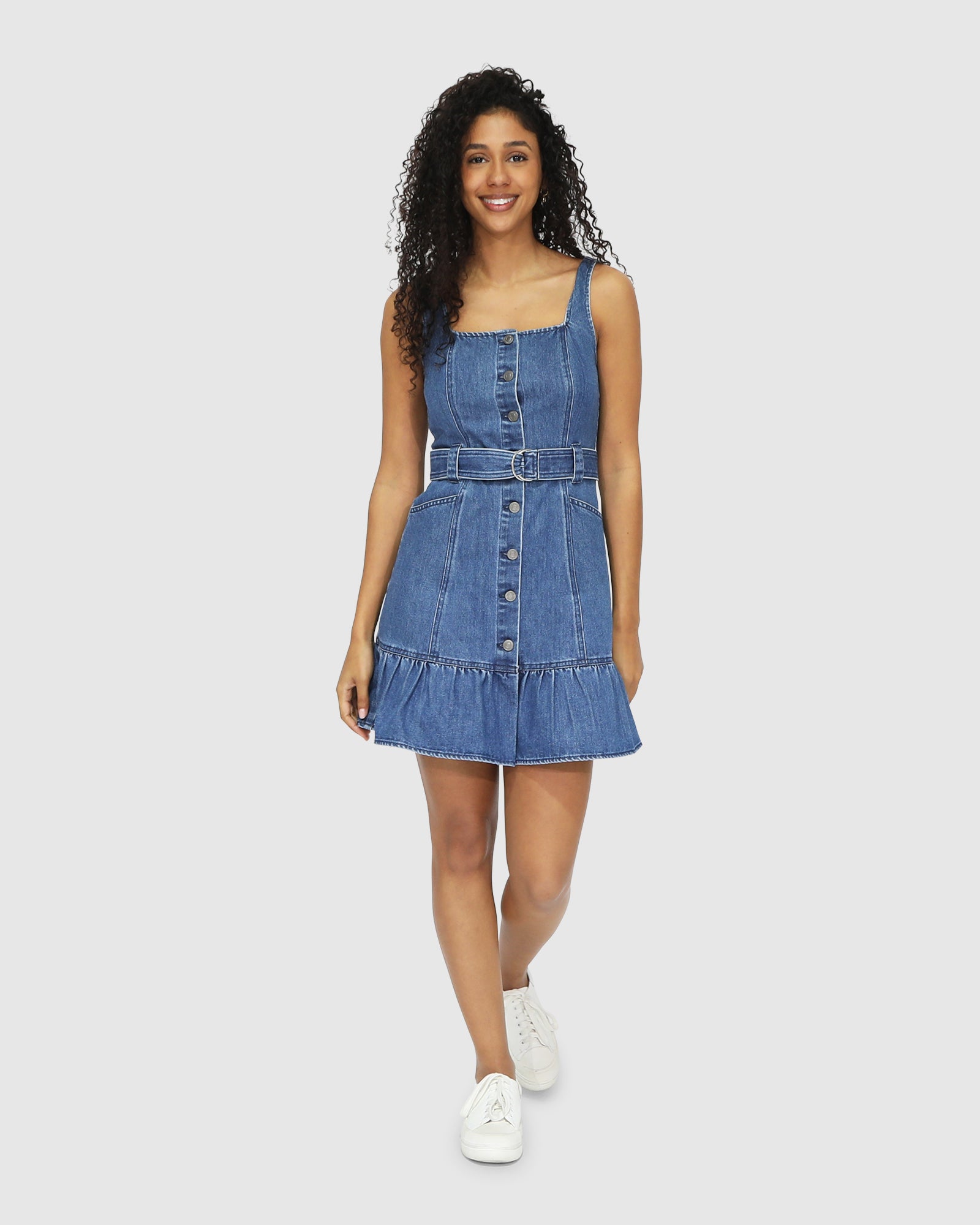Reunite Denim Mini Dress - Mid Wash – Belle & Bloom