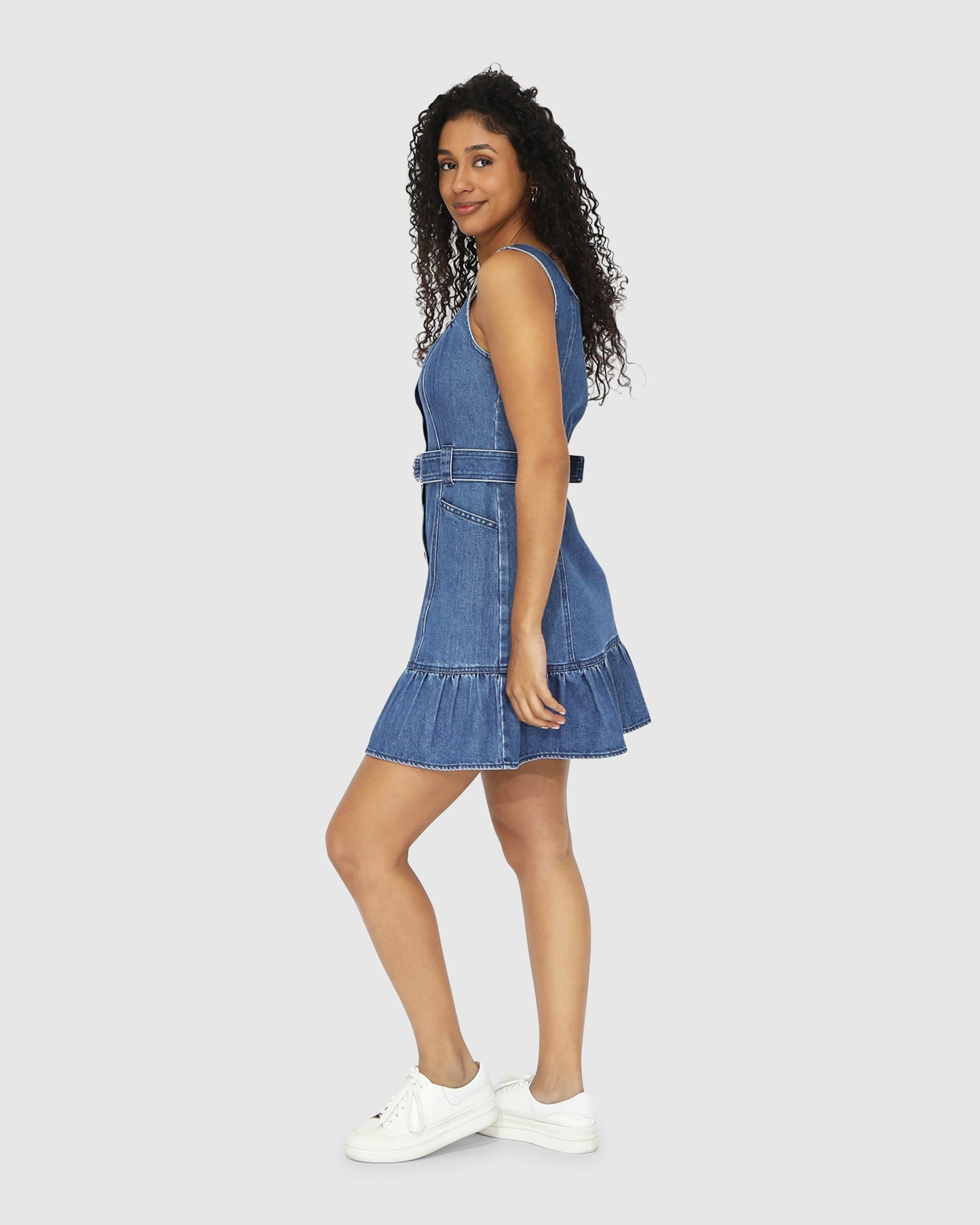 Reunite Denim Mini Dress - Mid Wash