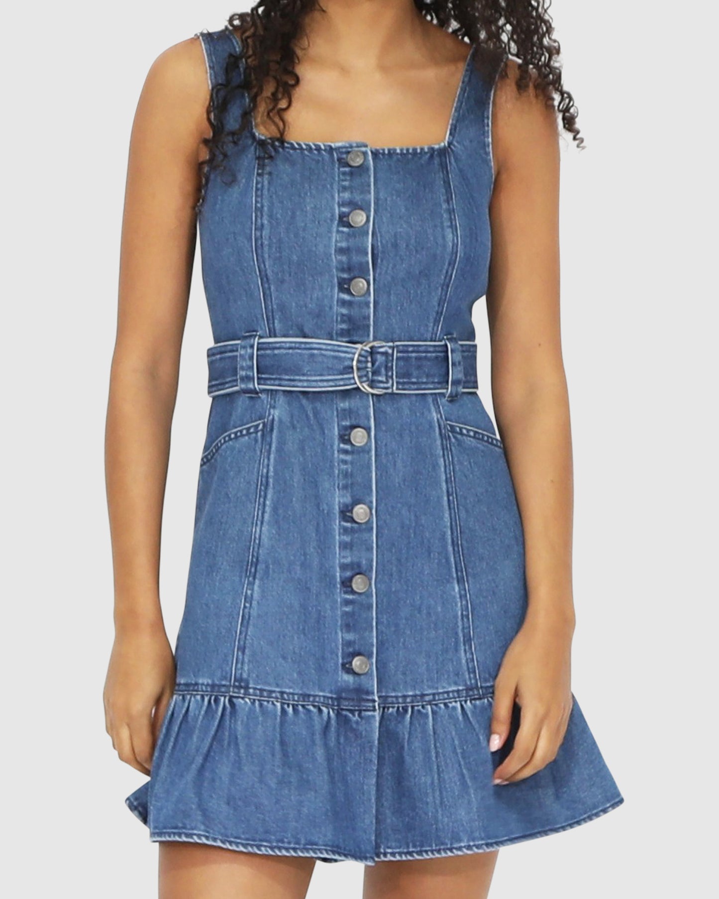 Reunite Denim Mini Dress - Mid Wash