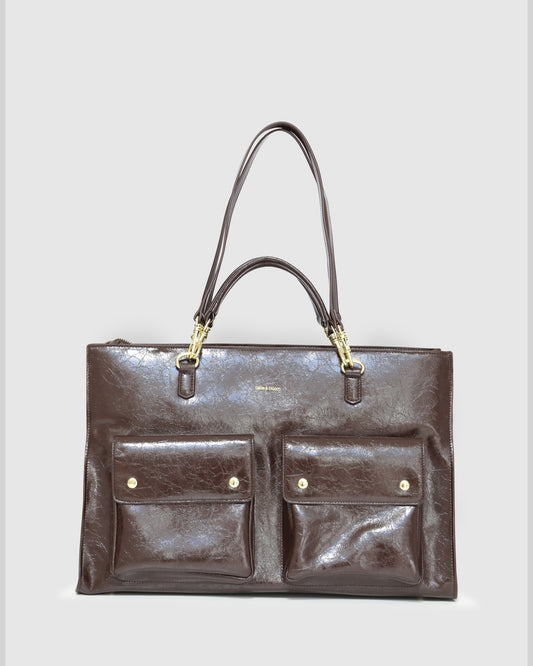 Reflections Leather Shoulder Bag - Chocolate