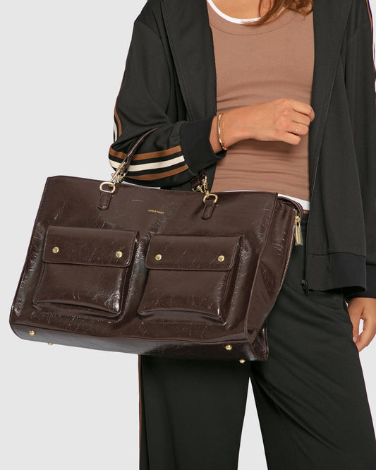 Reflections Leather Shoulder Bag - Chocolate