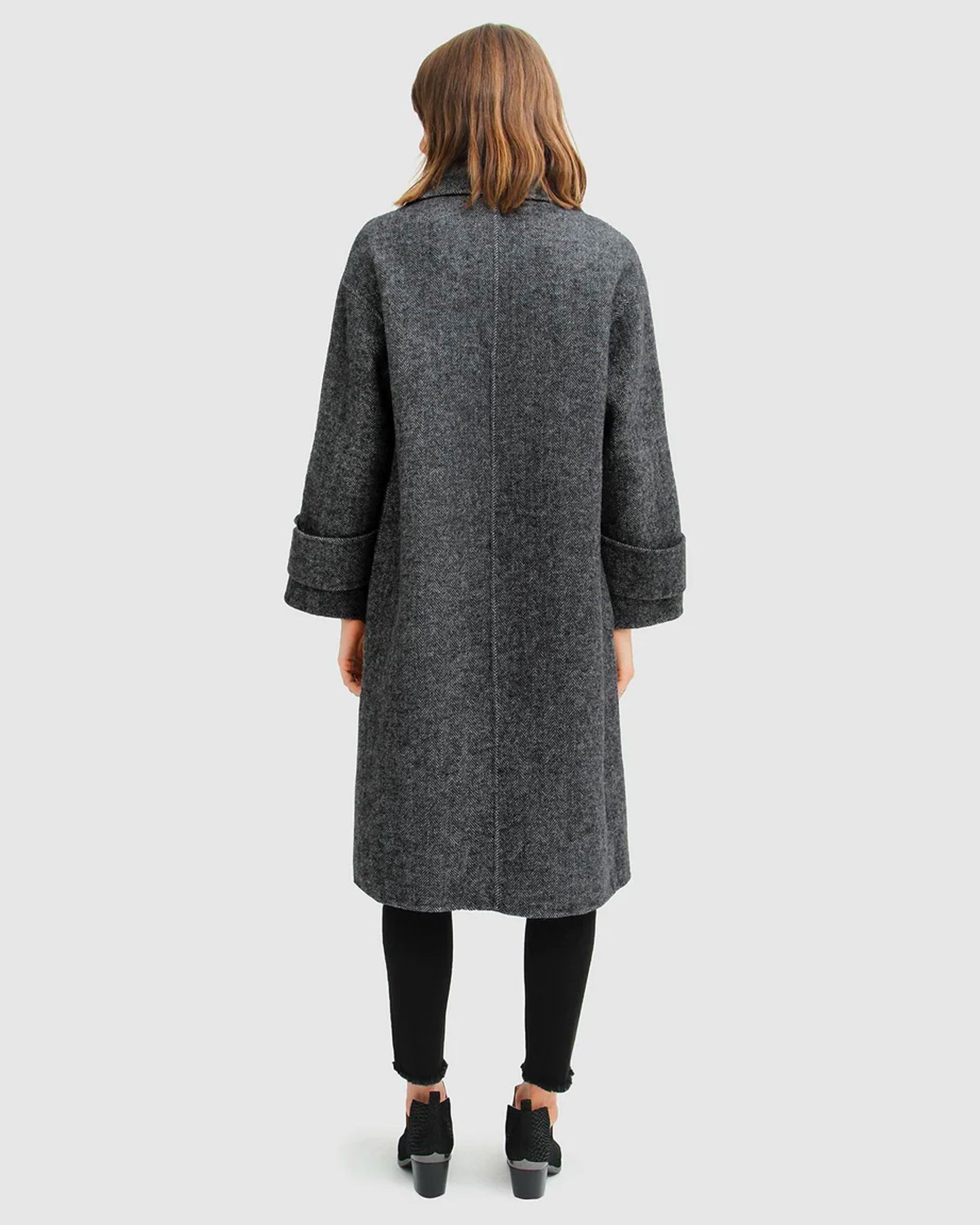 Rumour Has It Oversized Wool Blend Coat - Charcoal