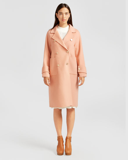 Rumour Has It Oversized Wool Blend Coat - Peach Fizz