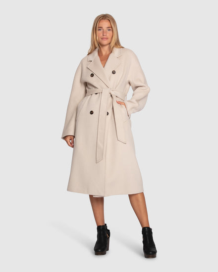 Real Love Double Breasted Maxi Coat- Pearl