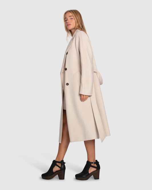 Real Love Double Breasted Maxi Coat- Pearl