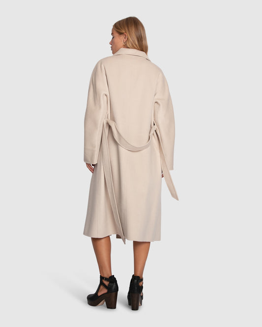 Real Love Double Breasted Maxi Coat- Pearl
