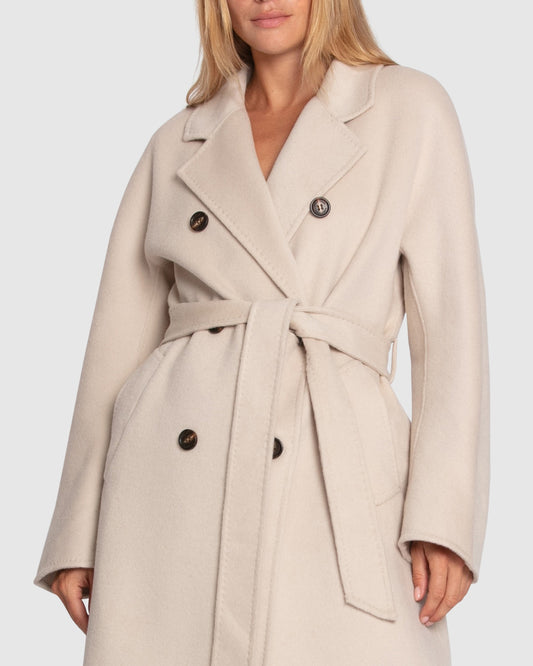 Real Love Double Breasted Maxi Coat- Pearl
