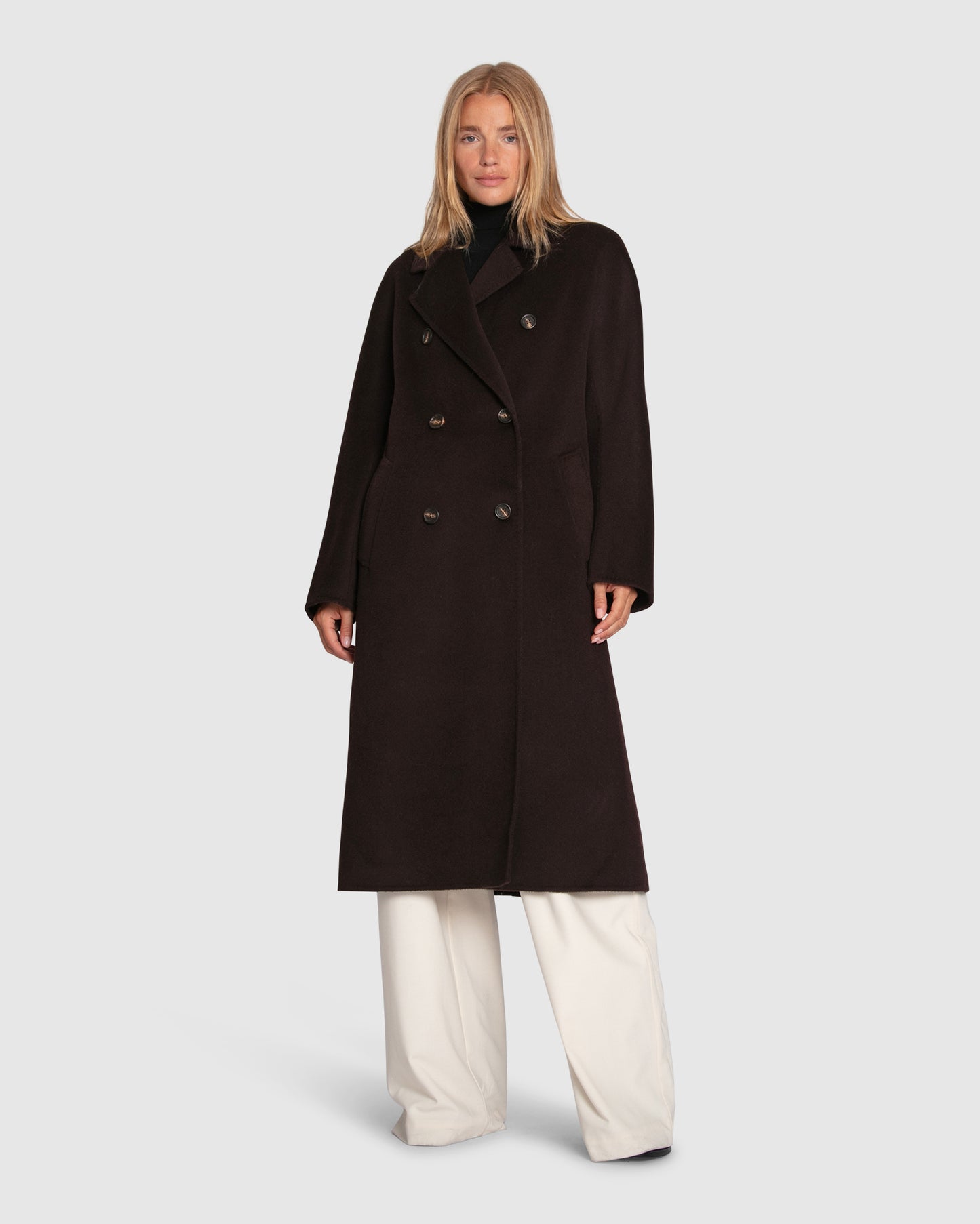 Real Love Double Breasted Maxi Coat - Chocolate