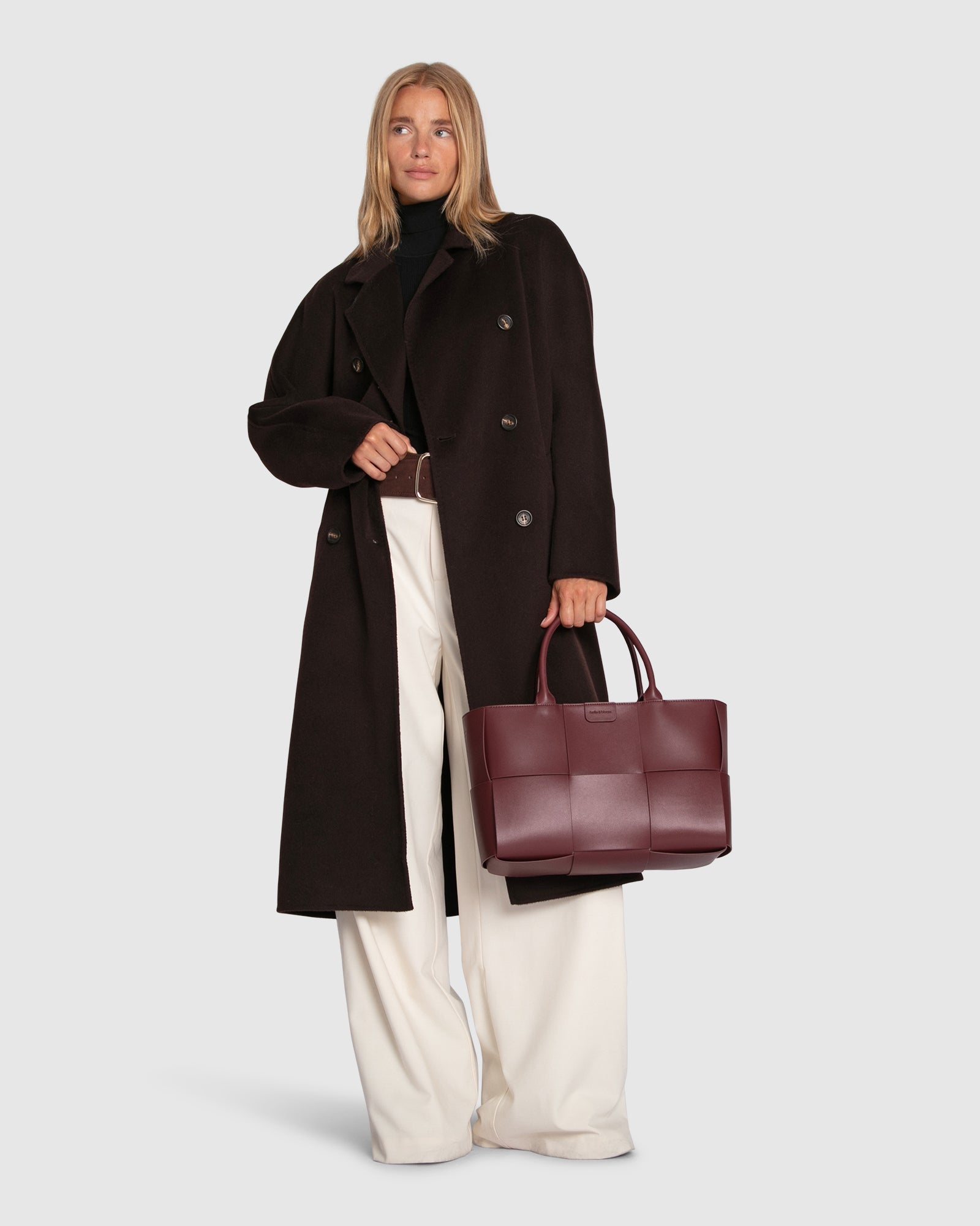 Real Love Wool Blend Double Breasted Maxi Coat - Chocolate – Belle