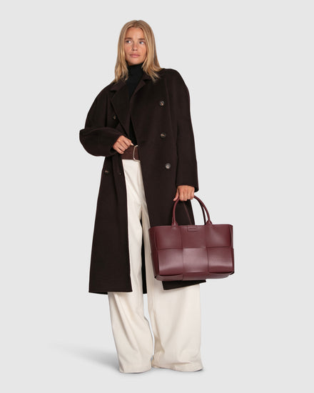 Real Love Double Breasted Maxi Coat - Chocolate