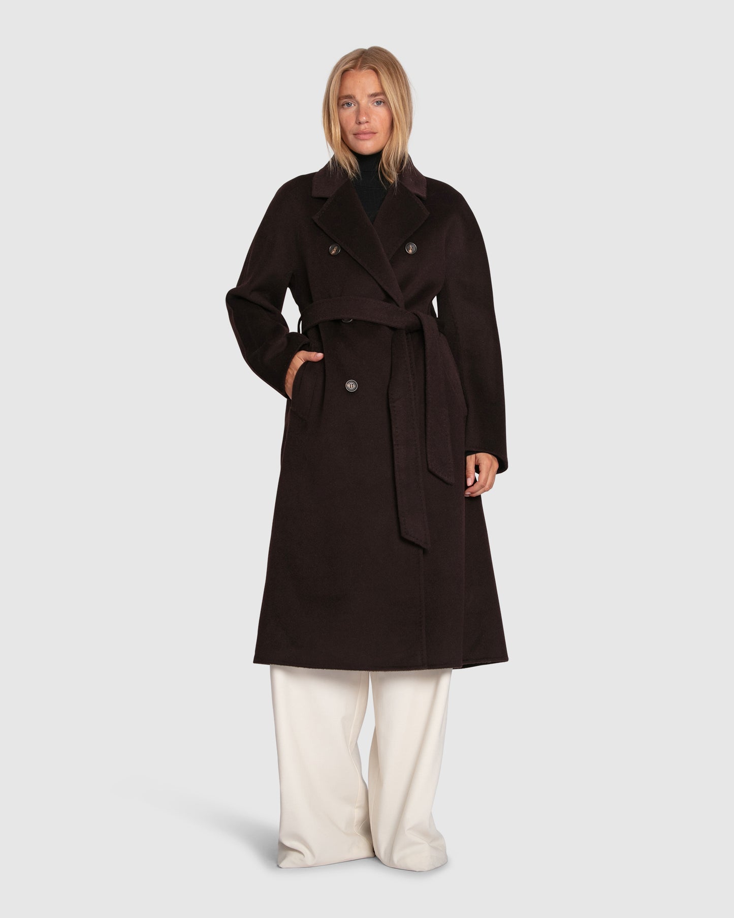 Real Love Double Breasted Maxi Coat - Chocolate