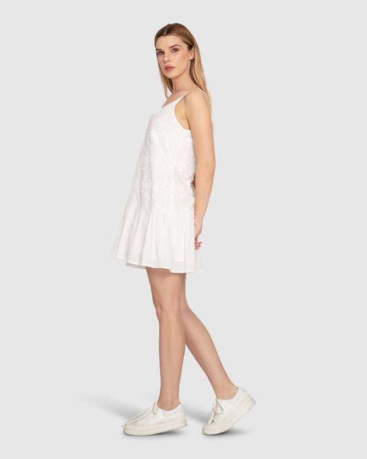 Sunny Afternoon Embroidered Dress - White