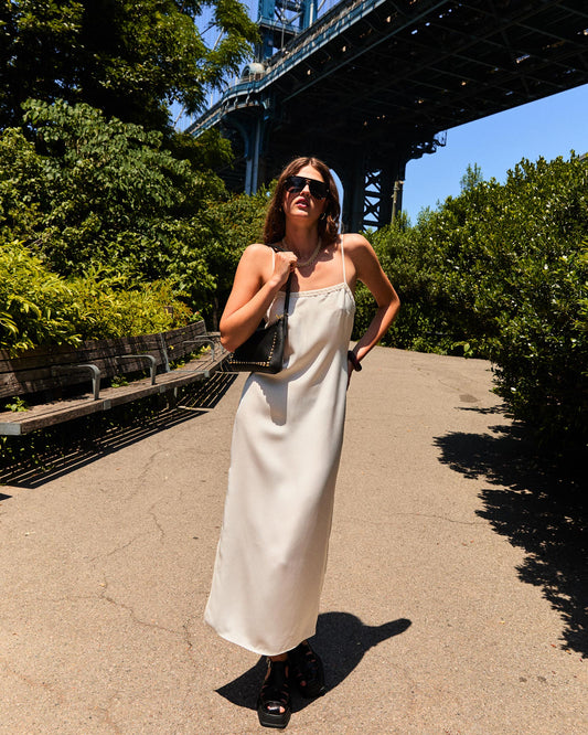 Smoke and Mirror Midi Slip Dress - White