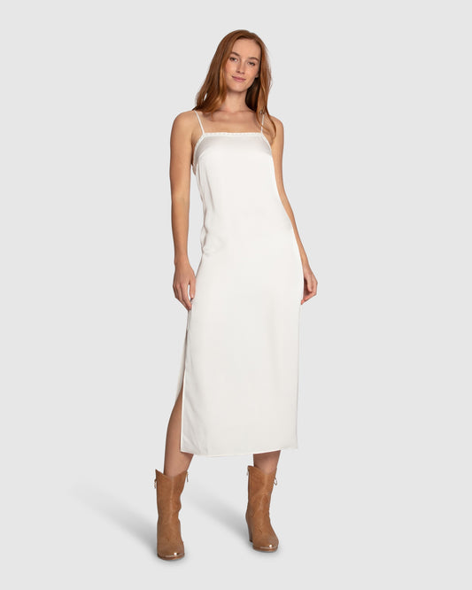 Smoke and Mirror Midi Slip Dress - White