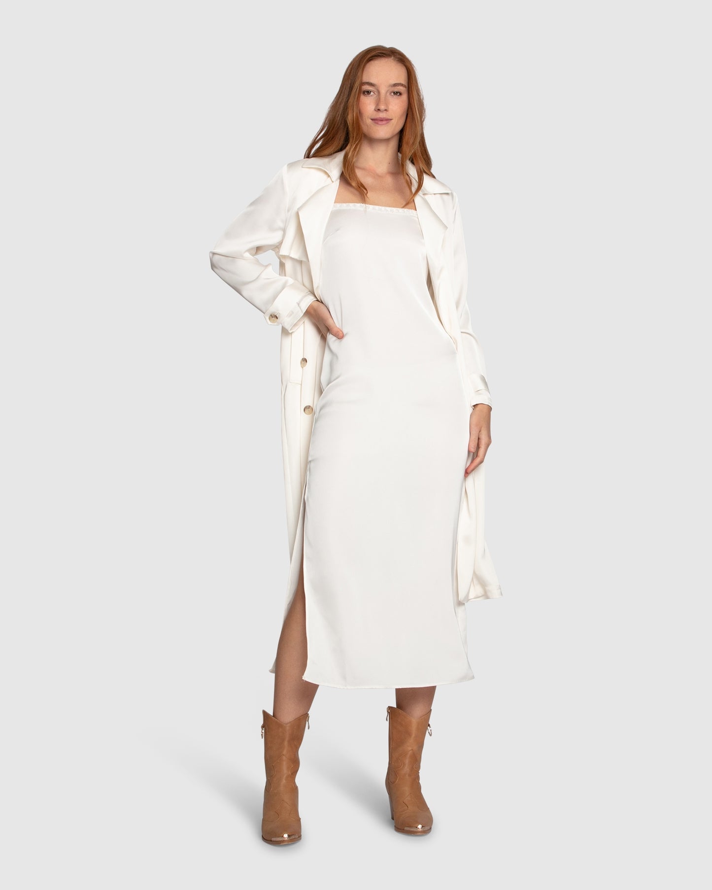 Smoke and Mirror Midi Slip Dress - White