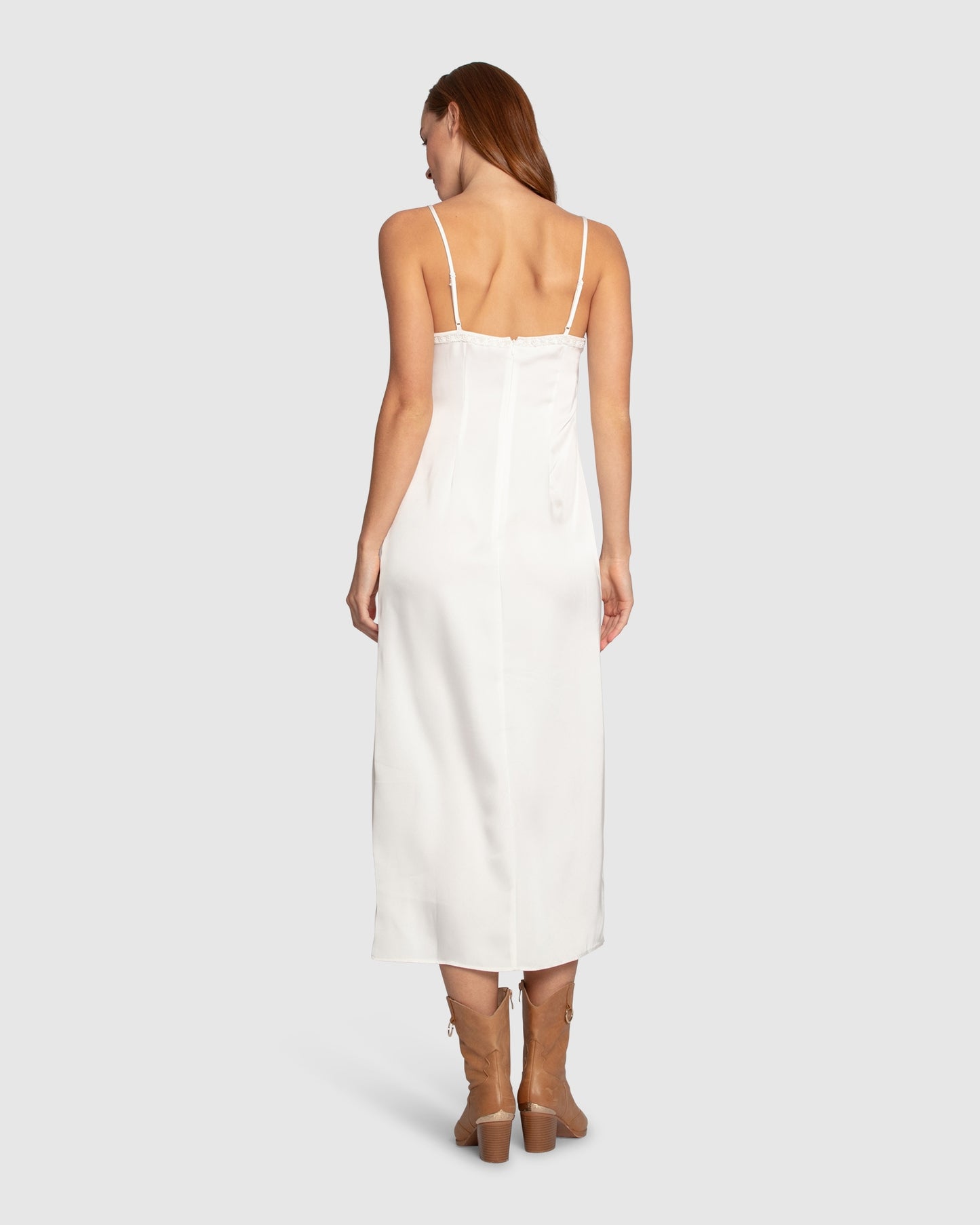 Smoke and Mirror Midi Slip Dress - White