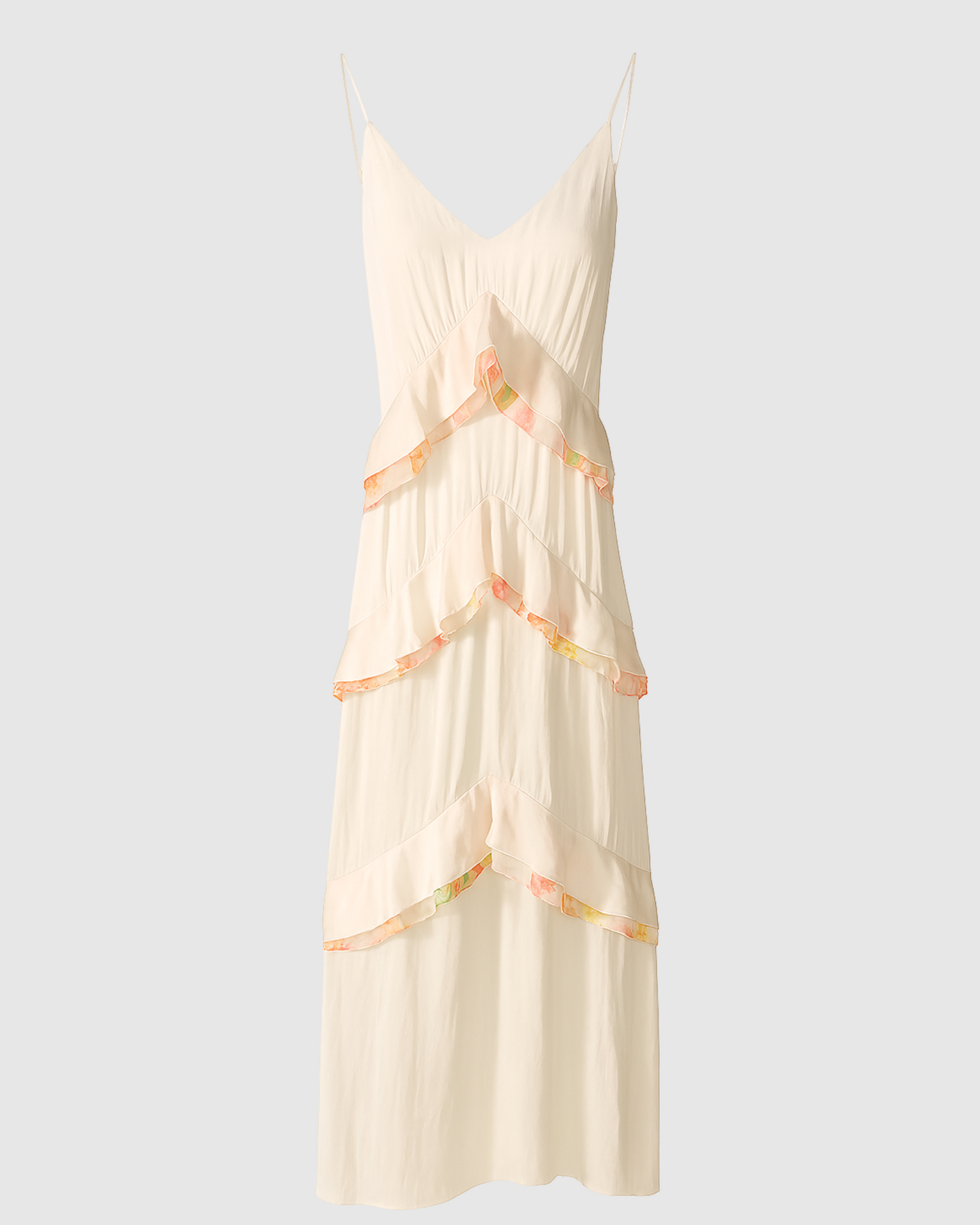 Ruffle Maxi Dress - White/Floral
