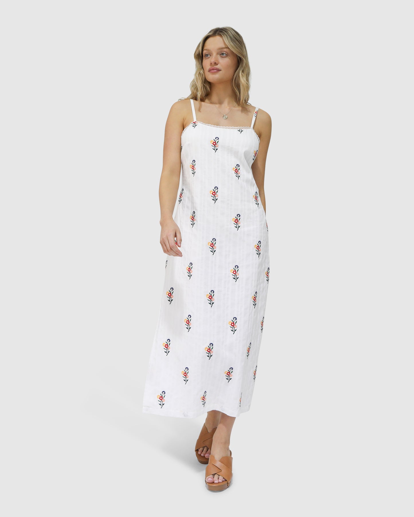 She Blooms Floral Midi Dress - White