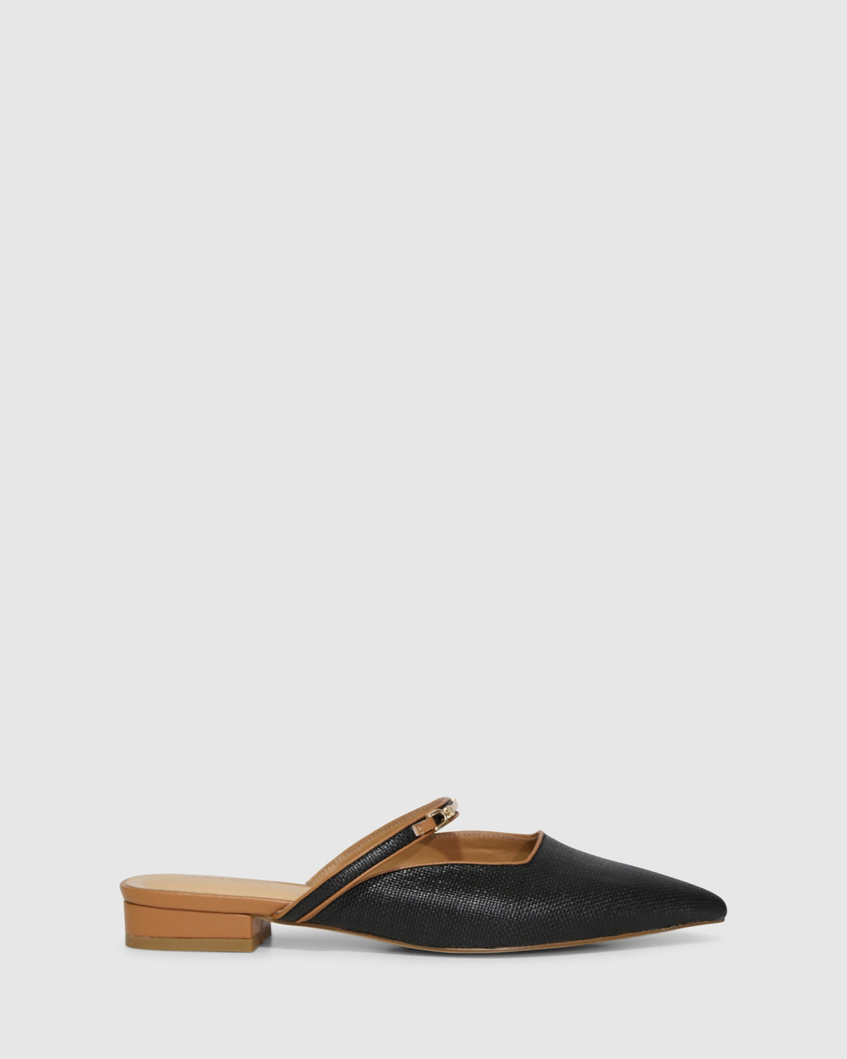 Side by Side Leather Trimmed Flats - Black/Tan