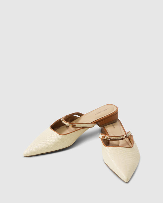 Side By Side Leather Flat - Natural