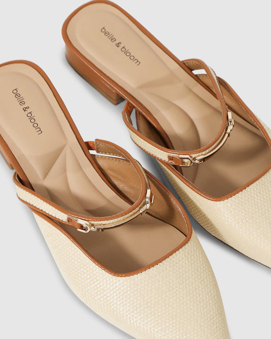 Side By Side Leather Flat - Natural
