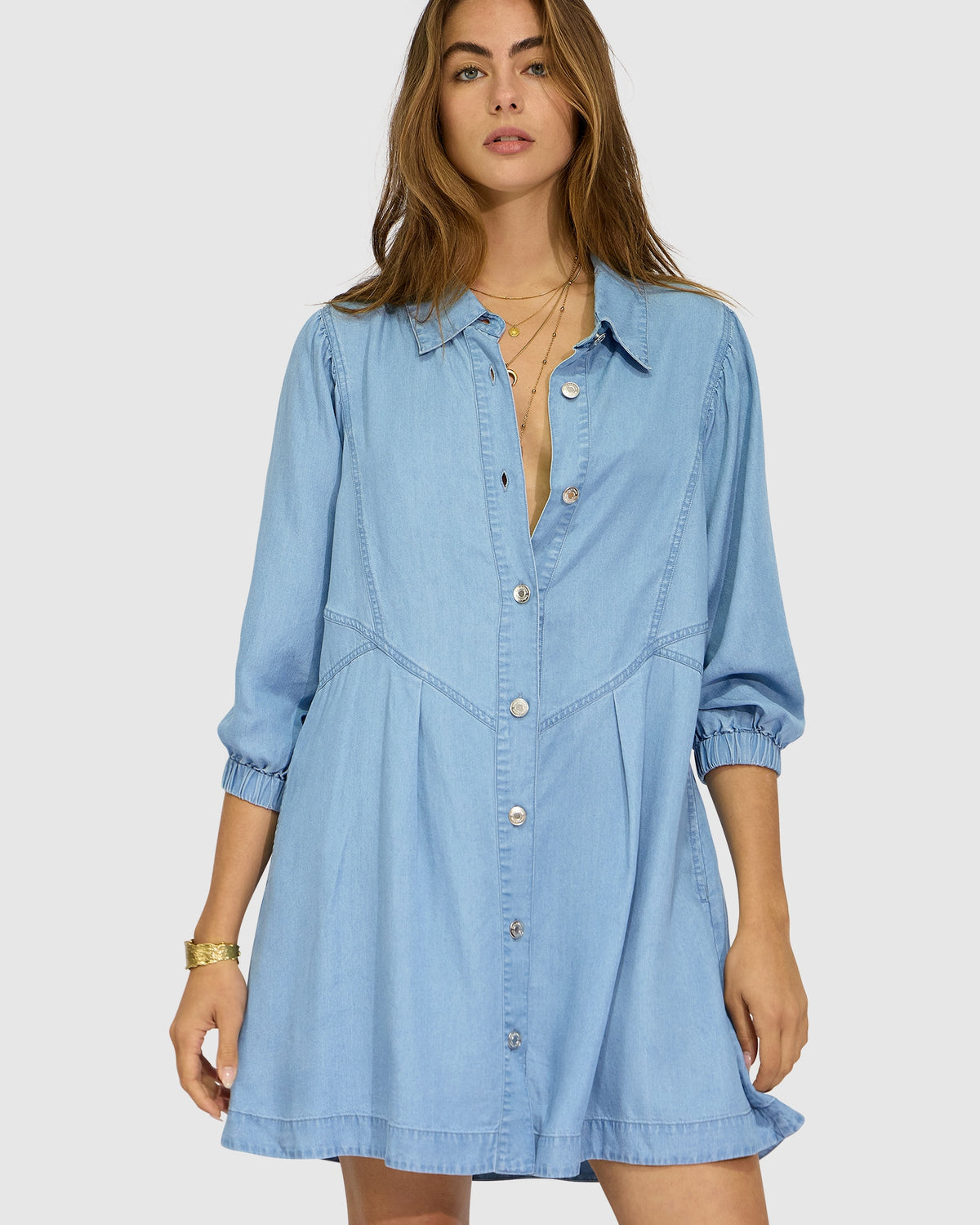 Supercut Denim Dress - Mid Blue Wash