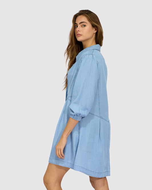 Supercut Denim Dress - Mid Blue Wash