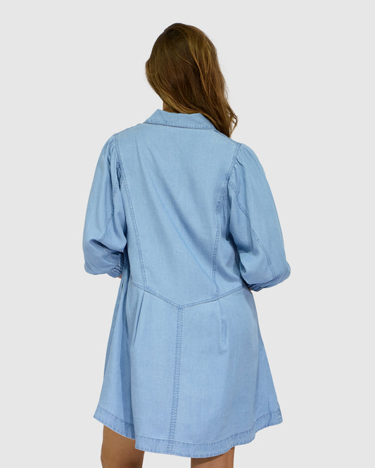 Supercut Denim Dress - Mid Blue Wash