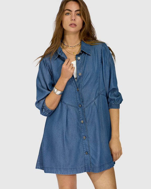 Supercut Denim Dress - Dark Indigo
