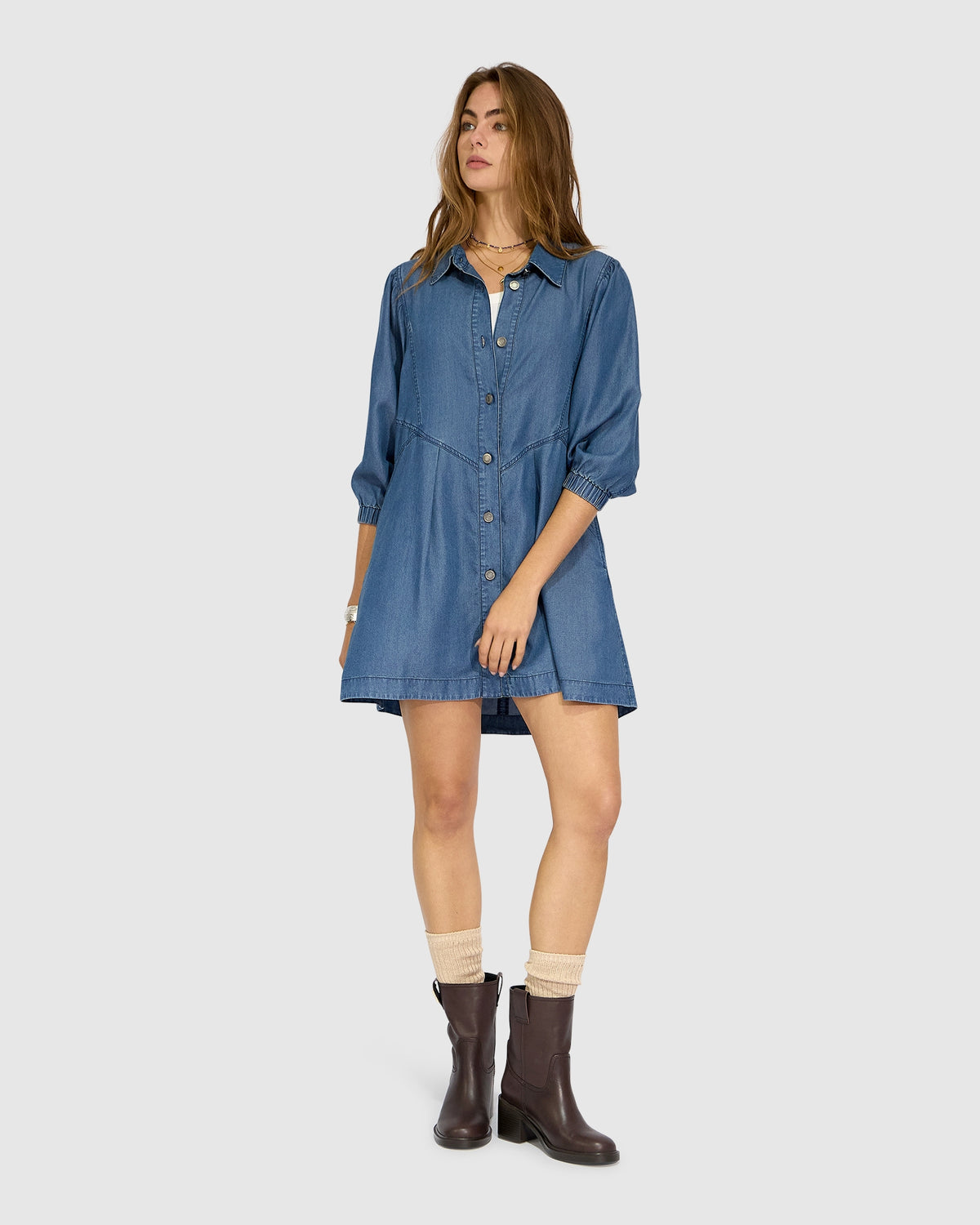 Supercut Denim Dress - Dark Indigo
