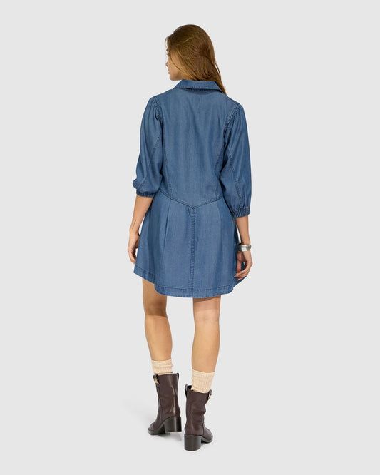 Supercut Denim Dress - Dark Indigo