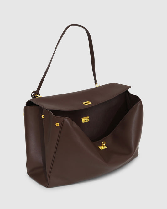 Skyfall Leather Shoulder Bag - Chocolate