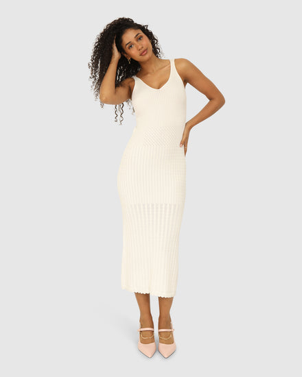 Belle&Bloom Sweet Nothings Midi Knitted Dress - White - Large Belle&Bloom Sweet Nothings Midi Knitted Dress - White - Large