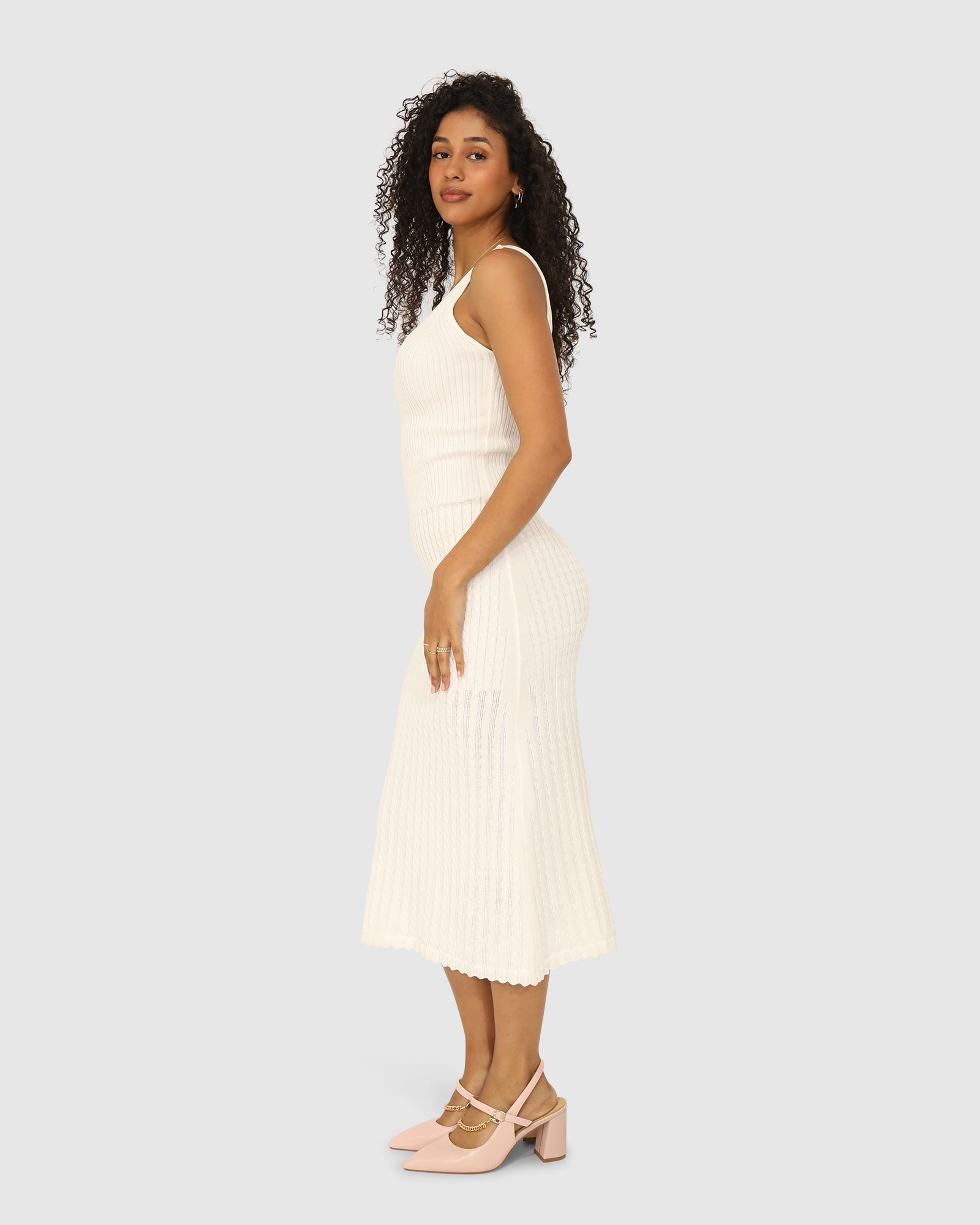 Belle&Bloom Sweet Nothings Midi Knitted Dress - White - Large Belle&Bloom Sweet Nothings Midi Knitted Dress - White - Large
